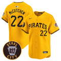 Men's Pittsburgh Pirates 412 Patch Vapor Premier Limited Jersey V3 - All Stitched - Gold, Andrew Mccutchen
