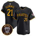 Men's Pittsburgh Pirates 412 Patch Vapor Premier Limited Jersey V3 - All Stitched - Black, Roberto Clemente