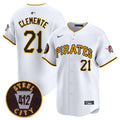 Men's Pittsburgh Pirates 412 Patch Vapor Premier Limited Jersey V3 - All Stitched - White, Roberto Clemente