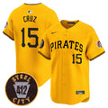 Men's Pittsburgh Pirates 412 Patch Vapor Premier Limited Jersey V3 - All Stitched - Gold, Oneil Cruz