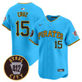 Men's Pittsburgh Pirates 412 Patch Vapor Premier Limited Jersey V3 - All Stitched - Light Blue, Oneil Cruz