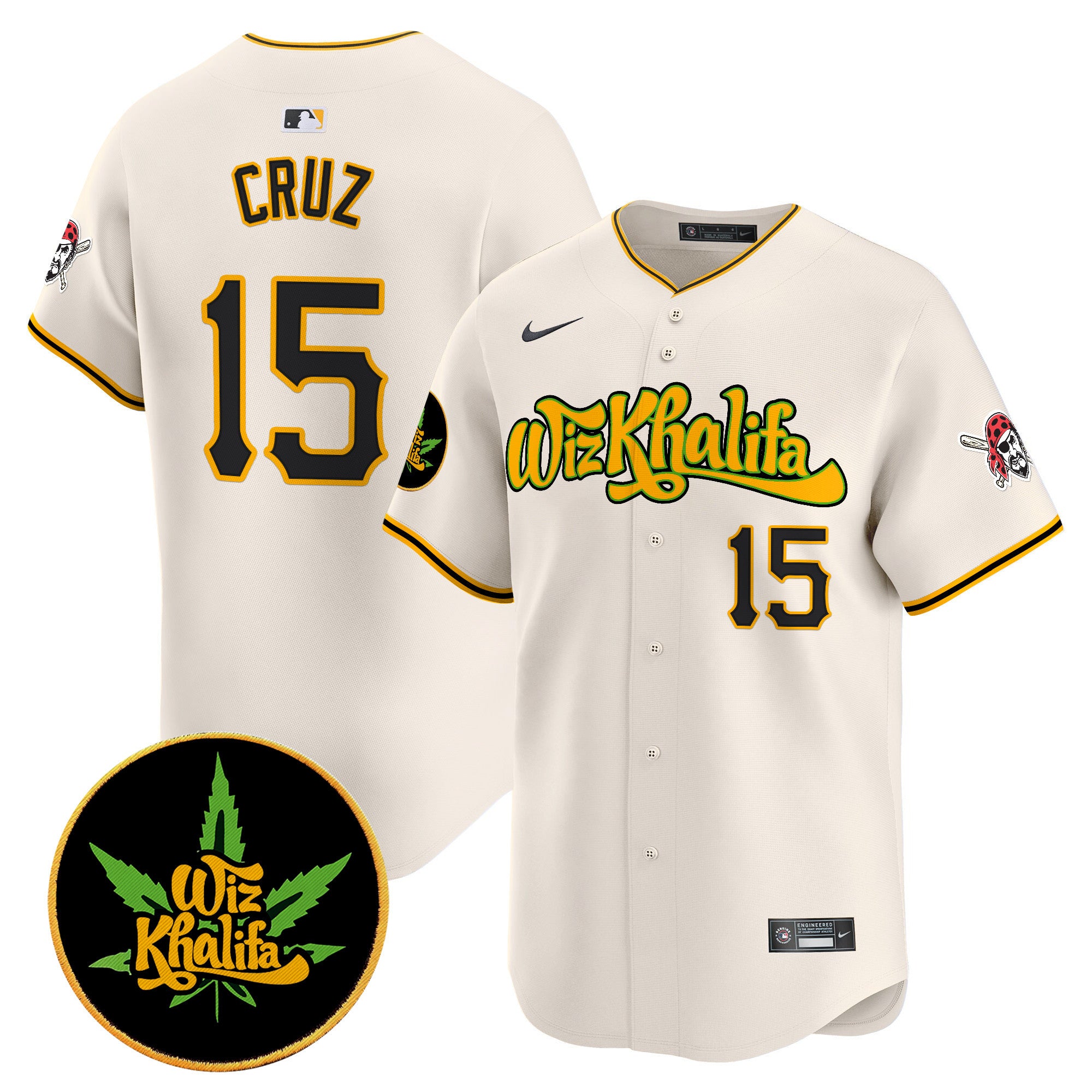 Men's Pittsburgh Pirates Wiz Khalifa Vapor Premier Limited Jersey - All Stitched - Cream, Oneil Cruz