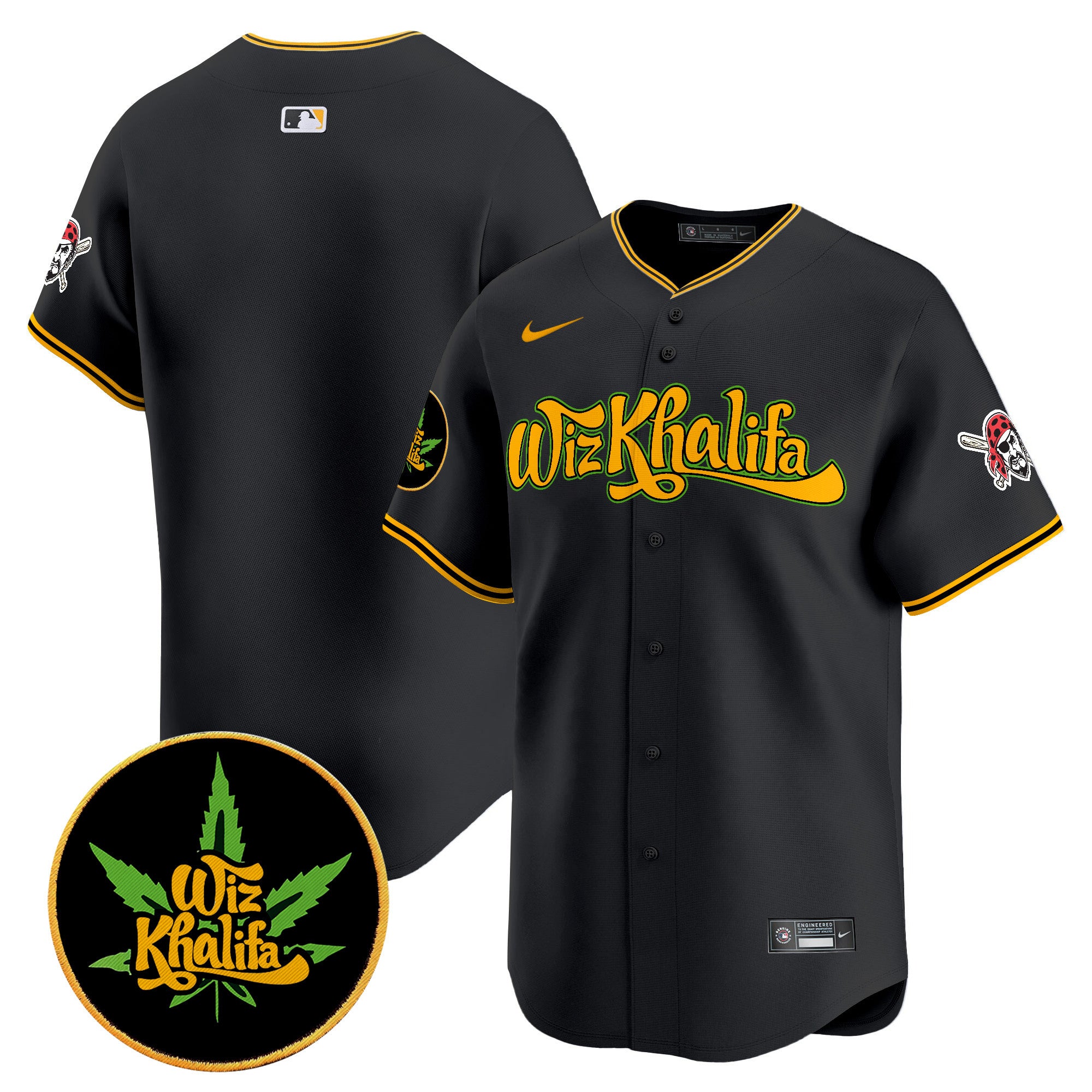 Men's Pittsburgh Pirates Wiz Khalifa Vapor Premier Limited Jersey - All Stitched - Black, Team