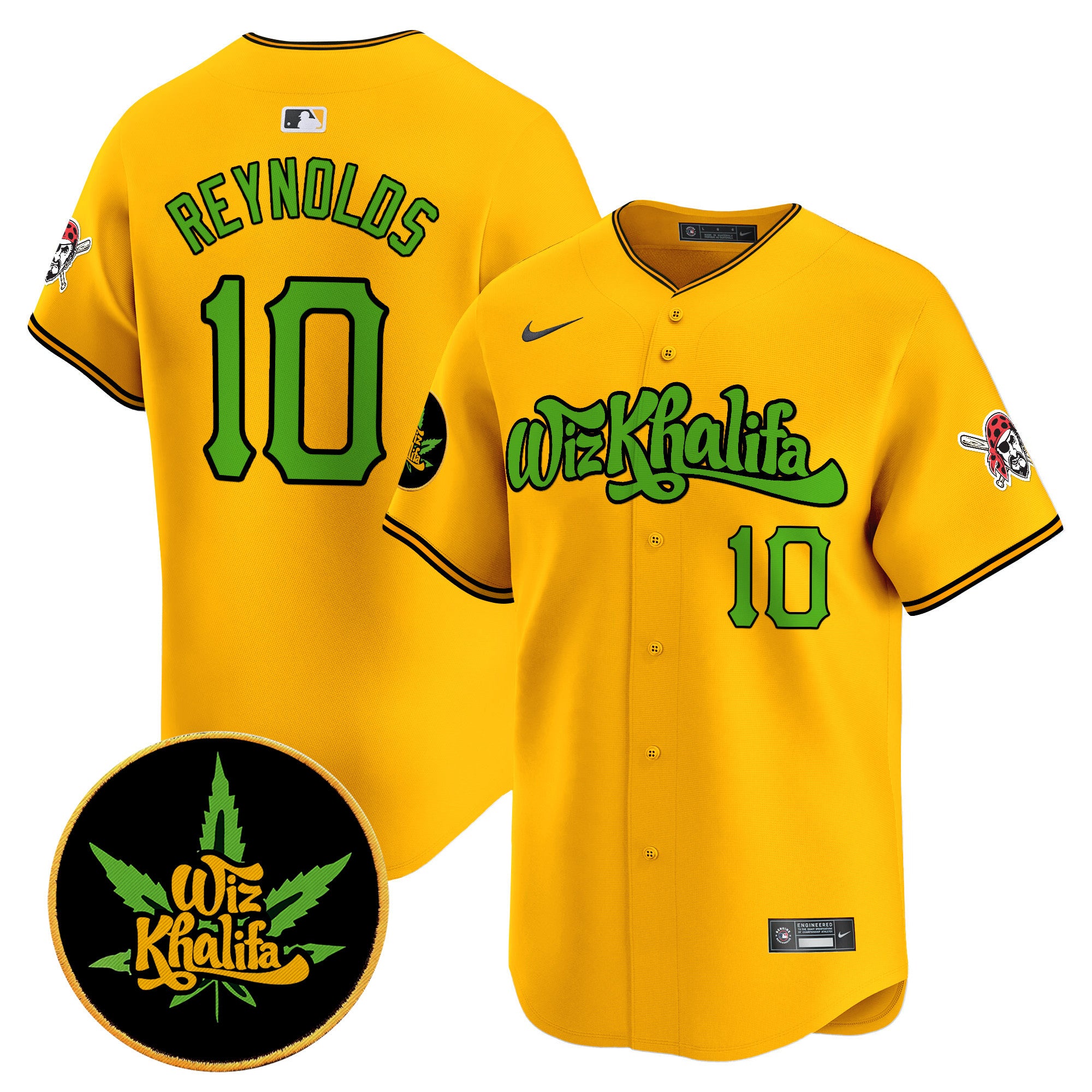 Men's Pittsburgh Pirates Wiz Khalifa Vapor Premier Limited Jersey - All Stitched - Gold, Bryan Reynolds