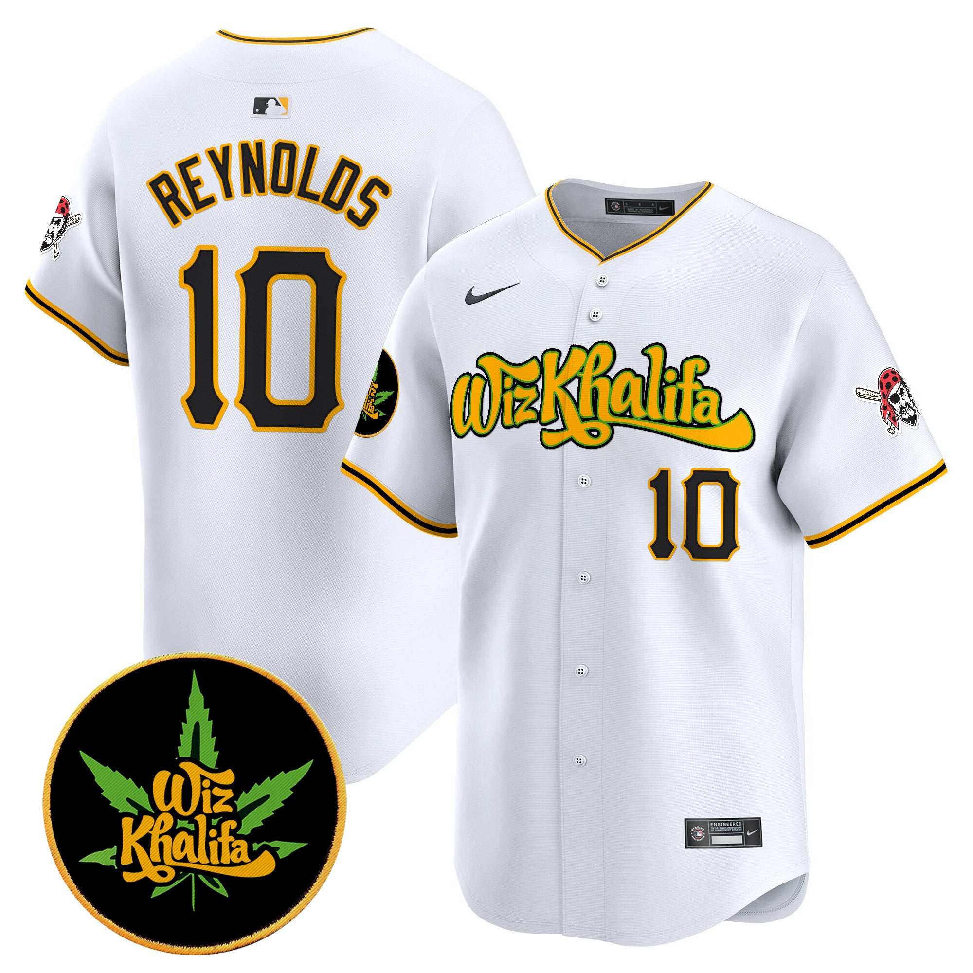 Men's Pittsburgh Pirates Wiz Khalifa Vapor Premier Limited Jersey - All Stitched - White, Bryan Reynolds