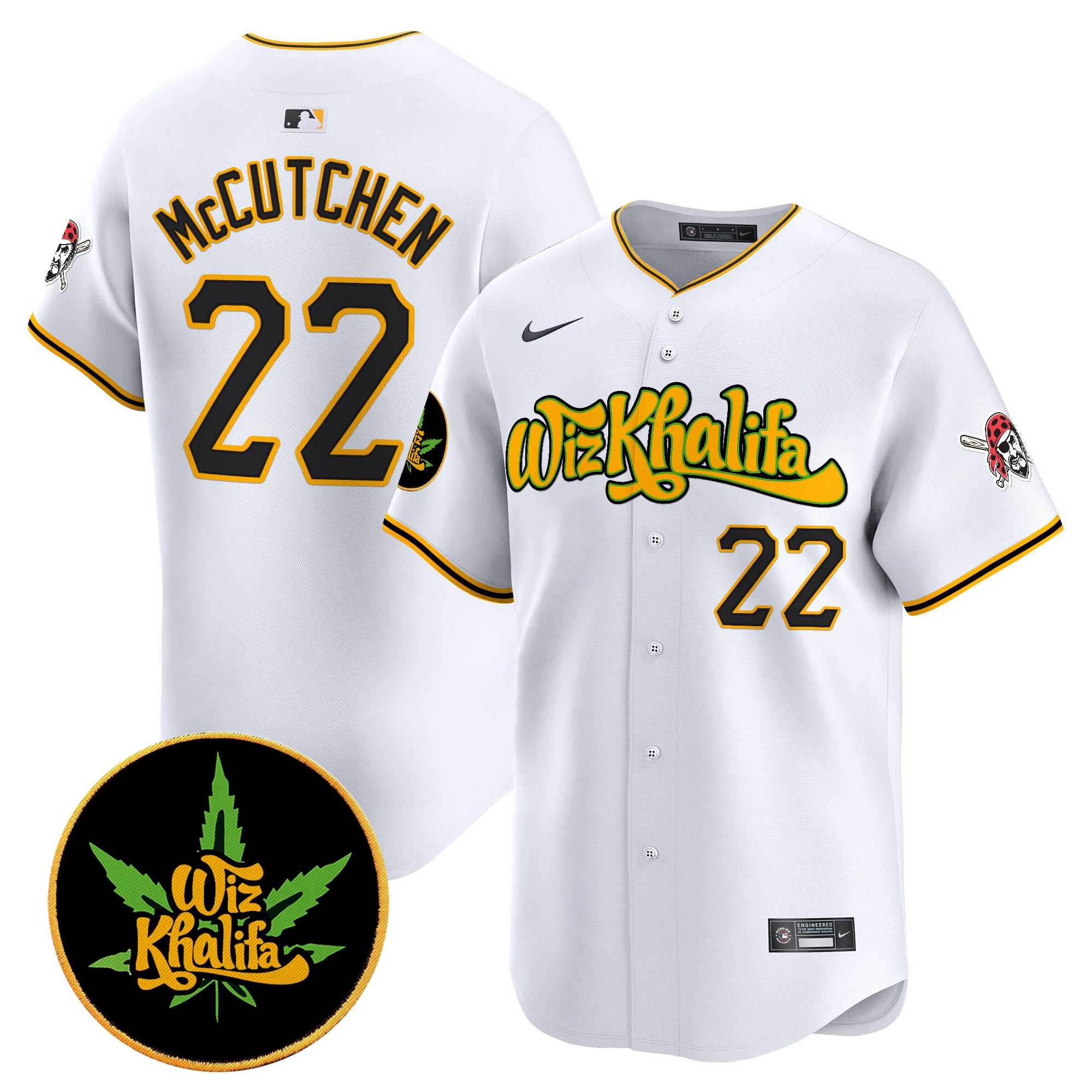 Men's Pittsburgh Pirates Wiz Khalifa Vapor Premier Limited Jersey - All Stitched - White, Andrew Mccutchen