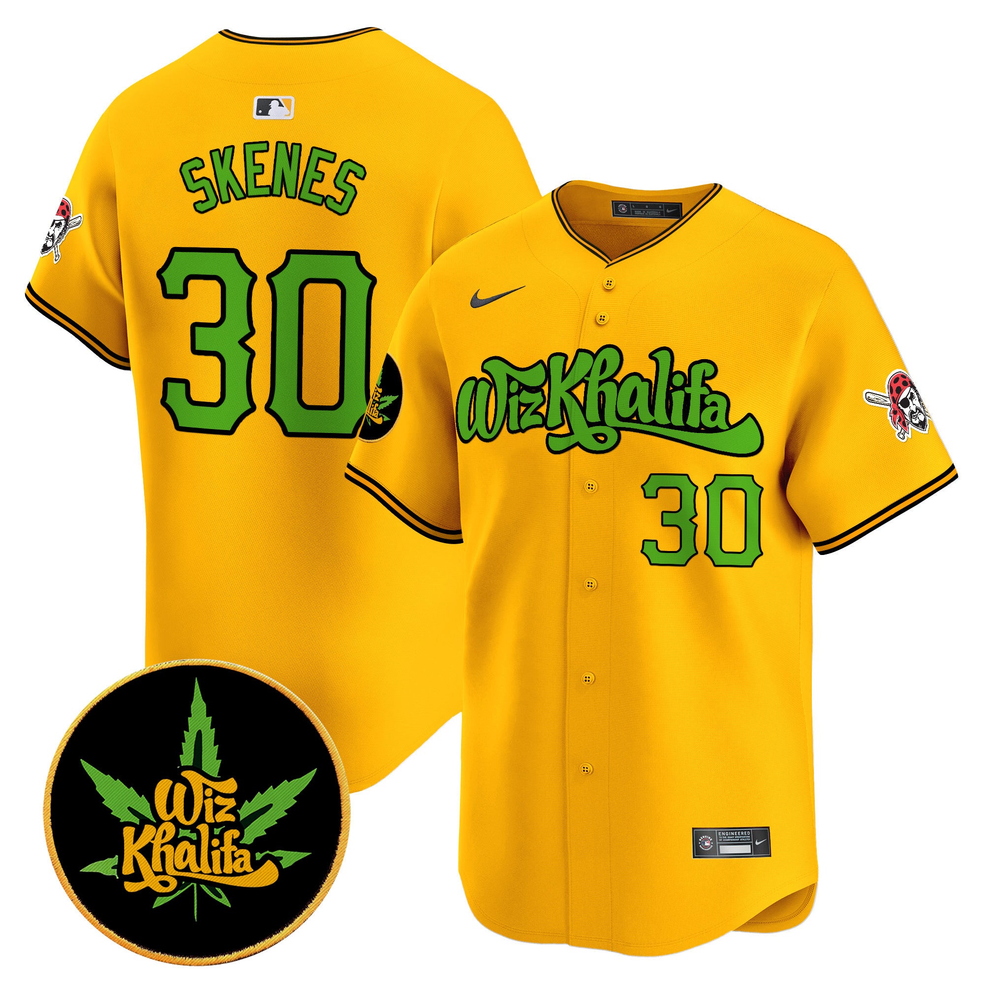Men's Pittsburgh Pirates Wiz Khalifa Vapor Premier Limited Jersey - All Stitched - Gold, Paul Skenes