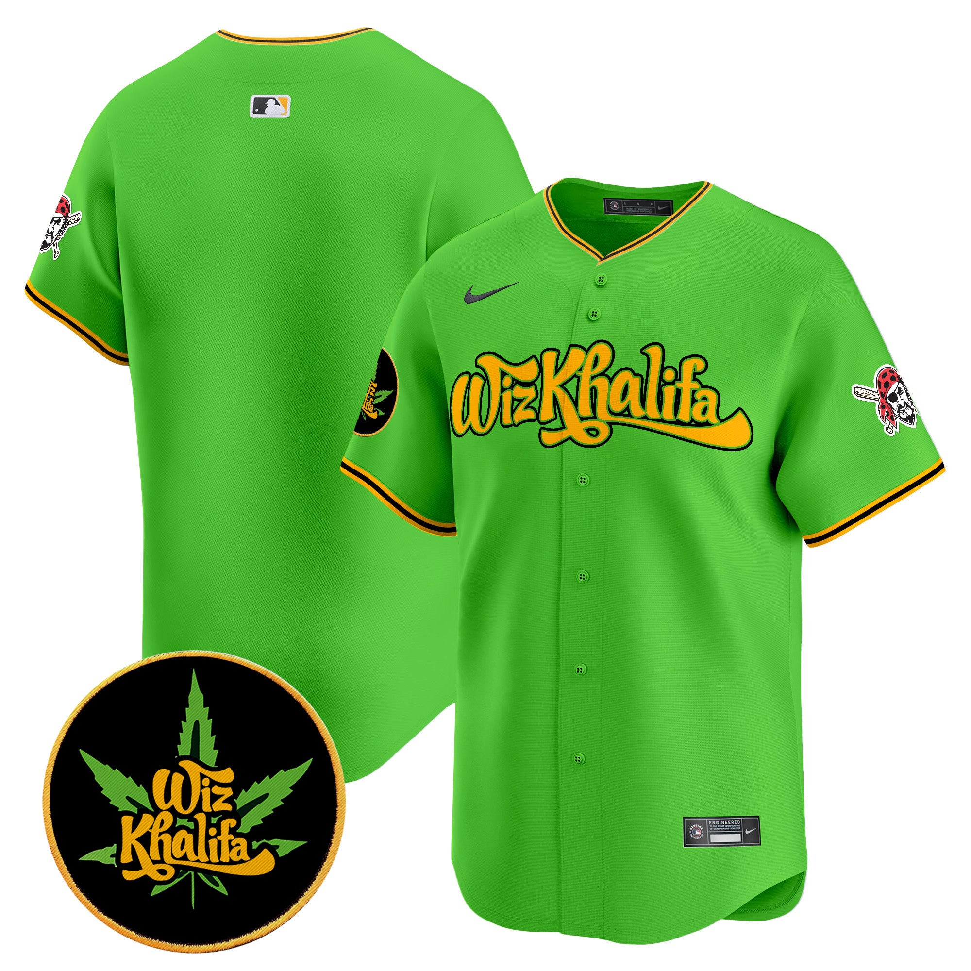 Men's Pittsburgh Pirates Wiz Khalifa Vapor Premier Limited Jersey - All Stitched - Green, Team