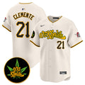 Men's Pittsburgh Pirates Wiz Khalifa Vapor Premier Limited Jersey - All Stitched - Cream, Roberto Clemente