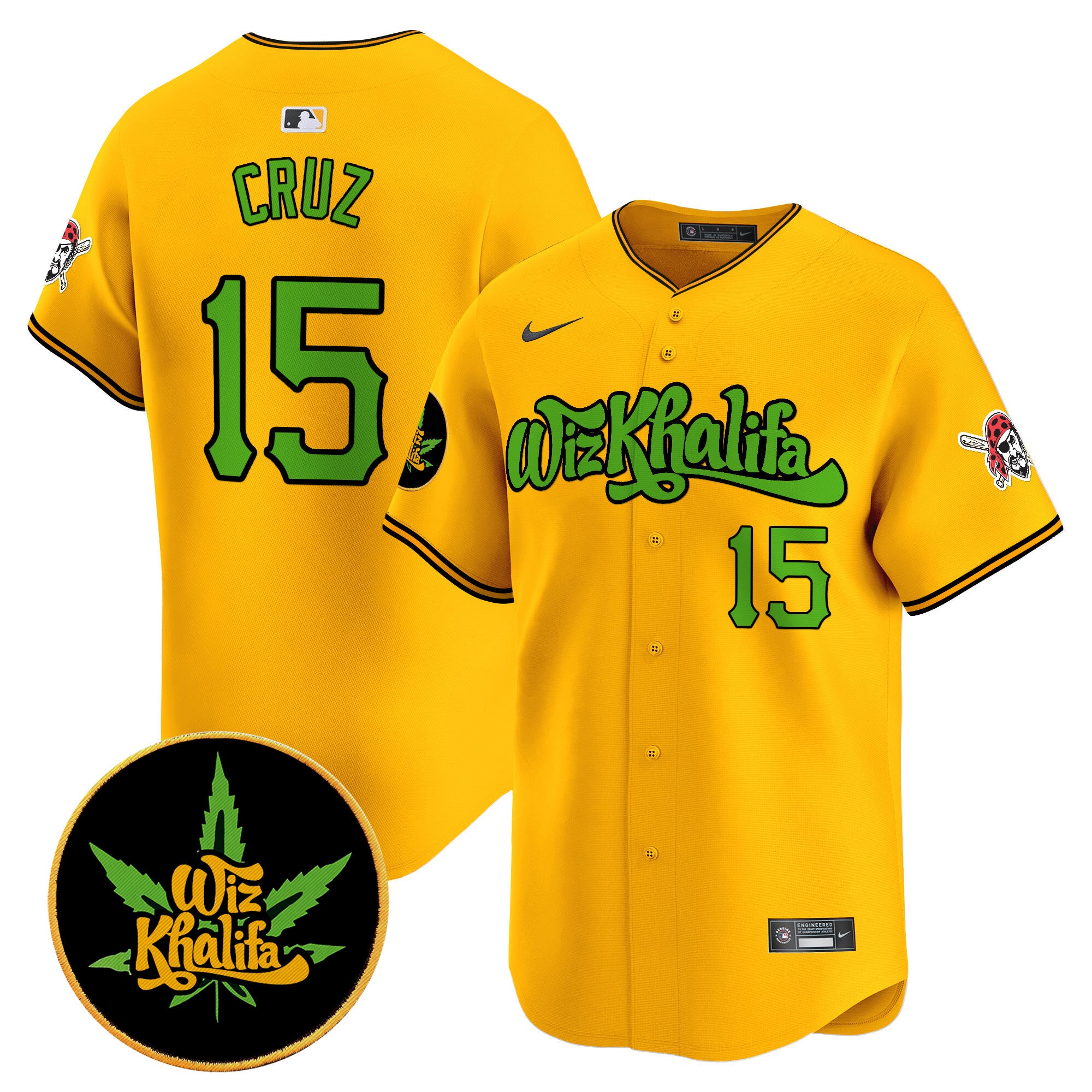 Men's Pittsburgh Pirates Wiz Khalifa Vapor Premier Limited Jersey - All Stitched - Gold, Oneil Cruz