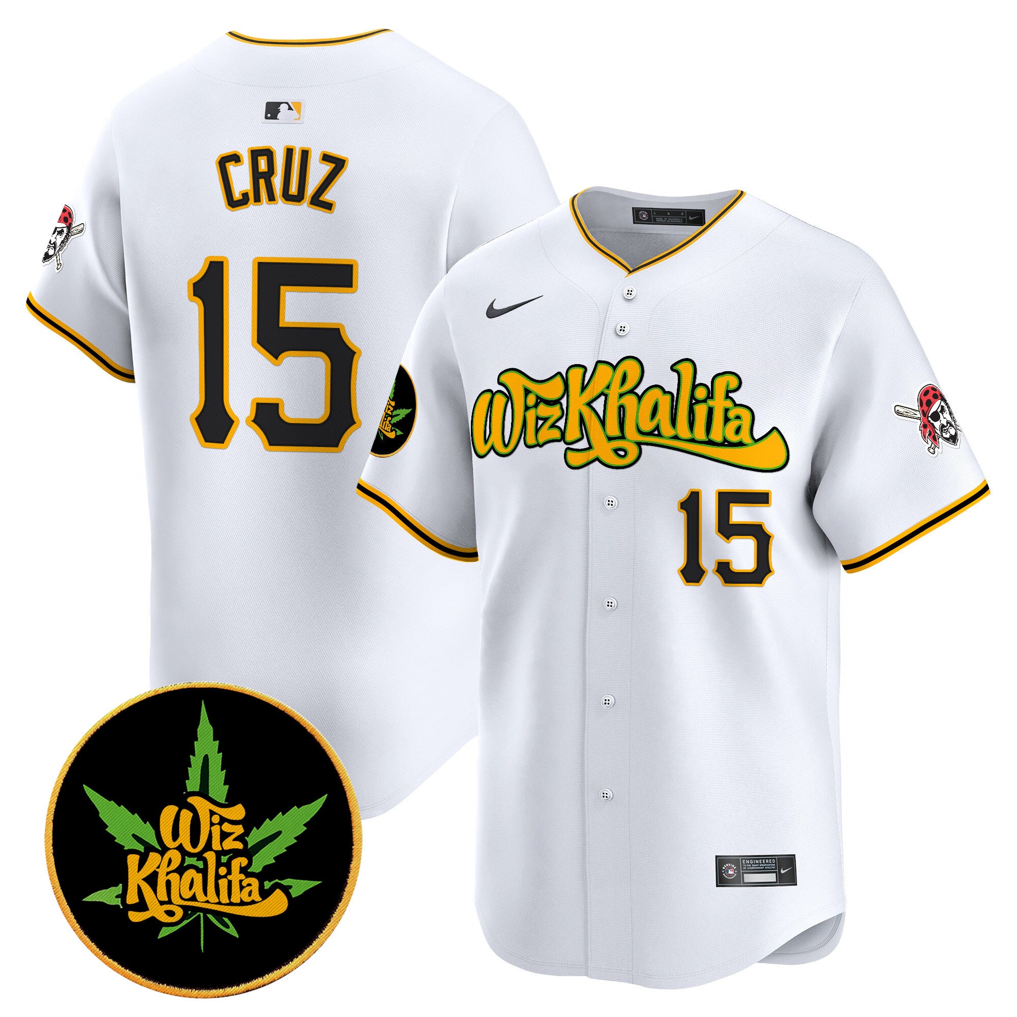 Men's Pittsburgh Pirates Wiz Khalifa Vapor Premier Limited Jersey - All Stitched - White, Oneil Cruz