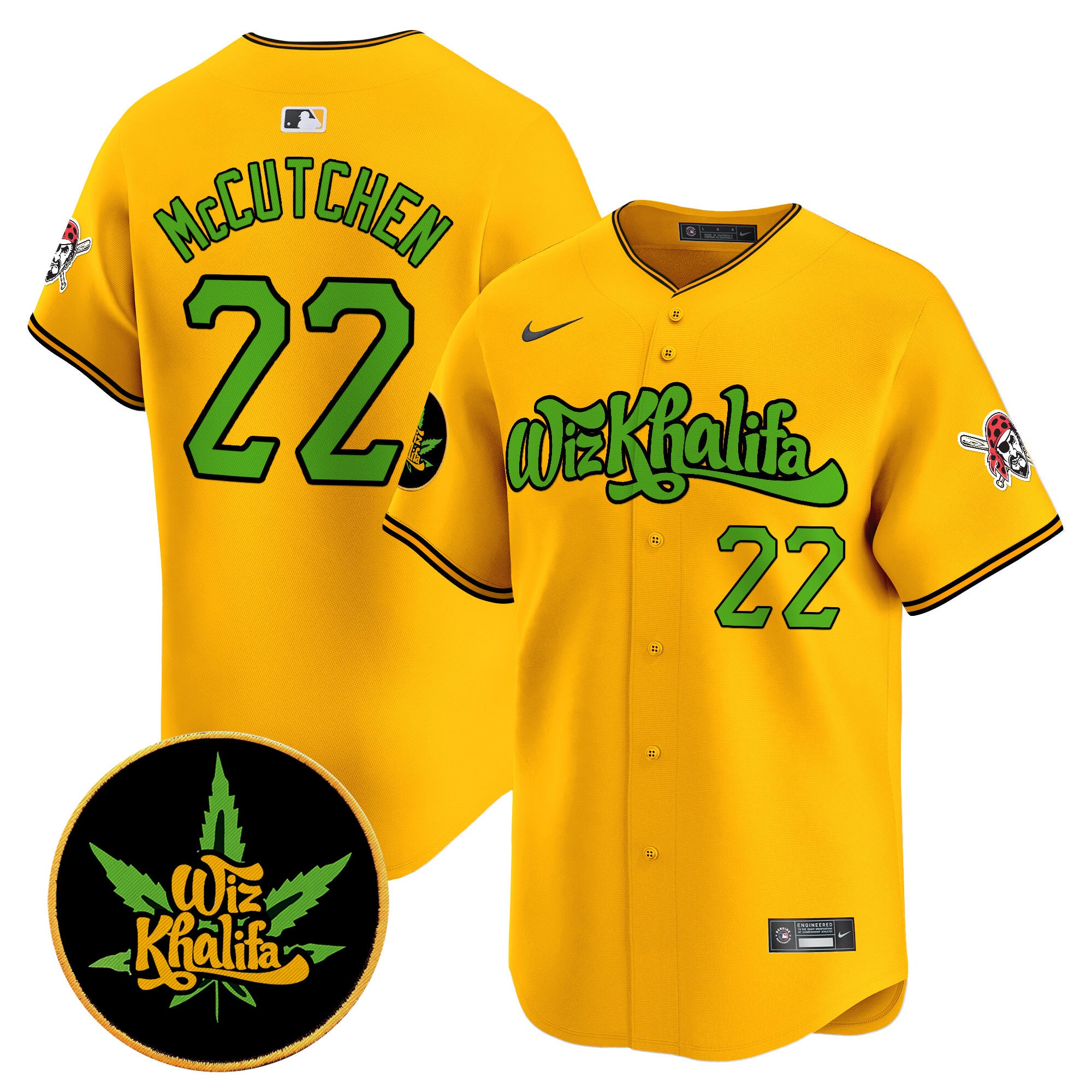 Men's Pittsburgh Pirates Wiz Khalifa Vapor Premier Limited Jersey - All Stitched - Gold, Andrew Mccutchen