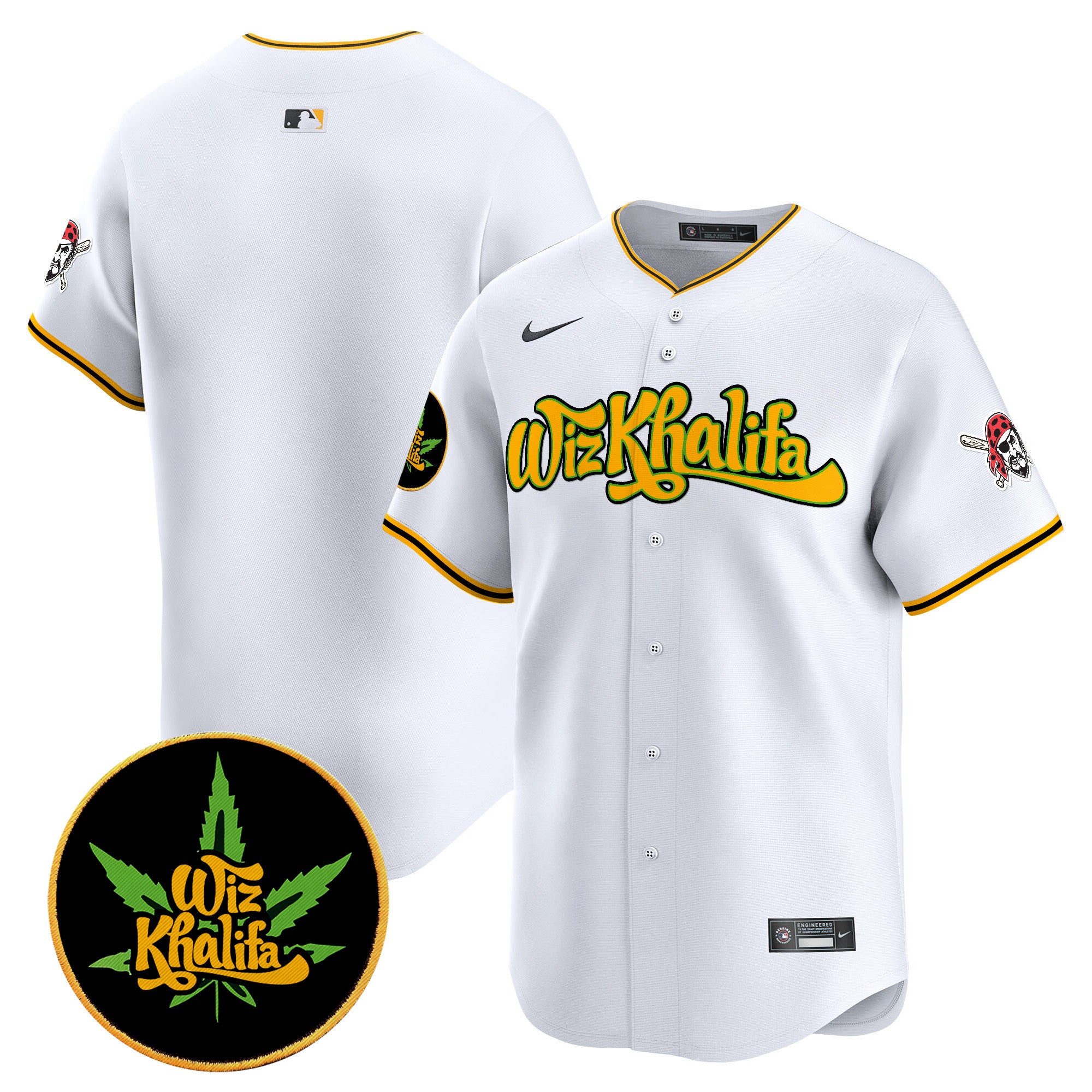 Men's Pittsburgh Pirates Wiz Khalifa Vapor Premier Limited Jersey - All Stitched - White, Team