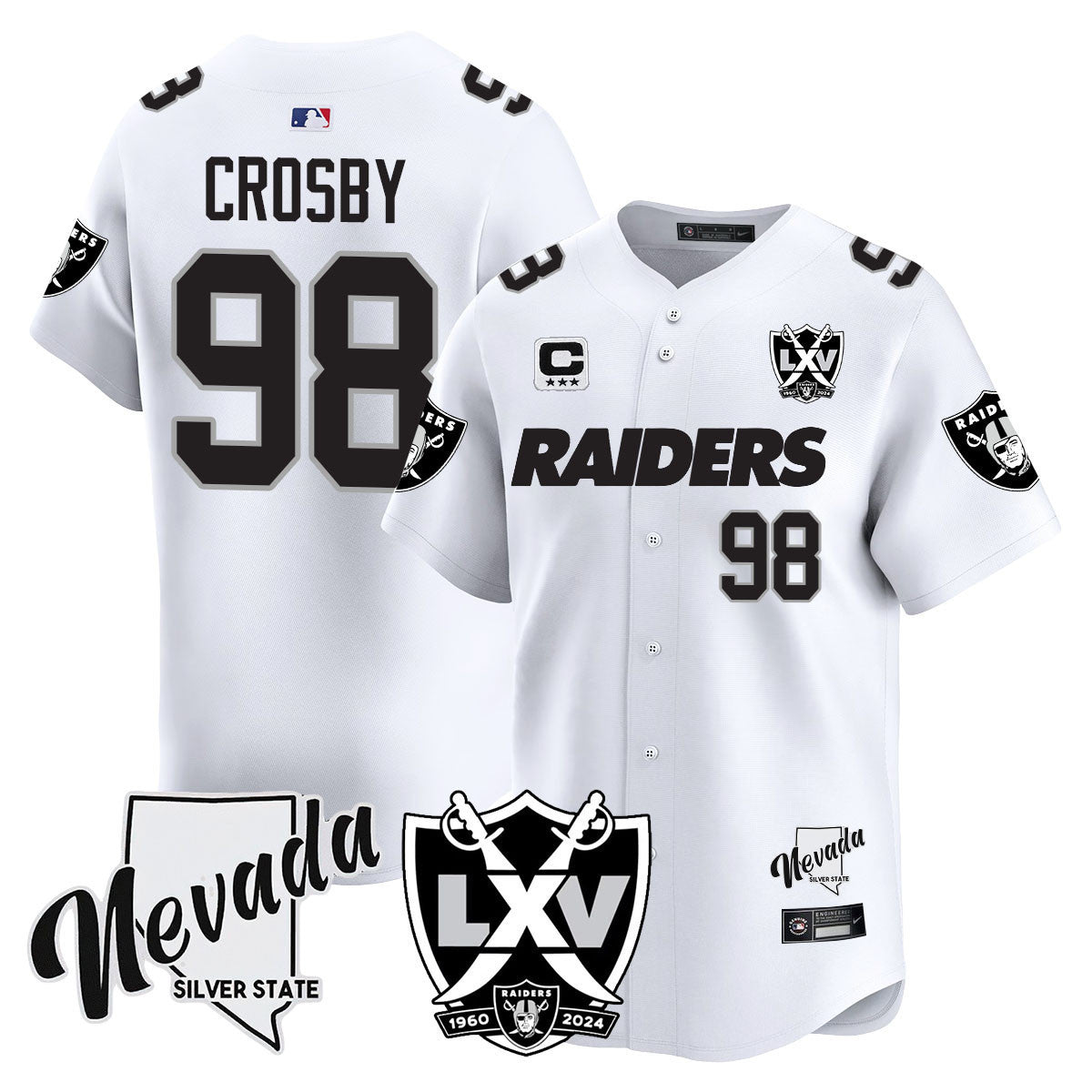 Men's Raiders 2024 Vapor Premier Limited Jersey - 65th Anniversary - All Stitched - White Limited, Maxx Crosby