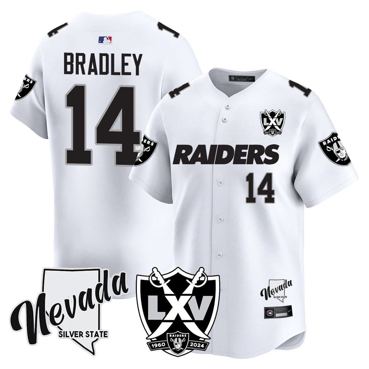 Men's Raiders 2024 Vapor Premier Limited Jersey - 65th Anniversary - All Stitched - White Limited, Carter Bradley