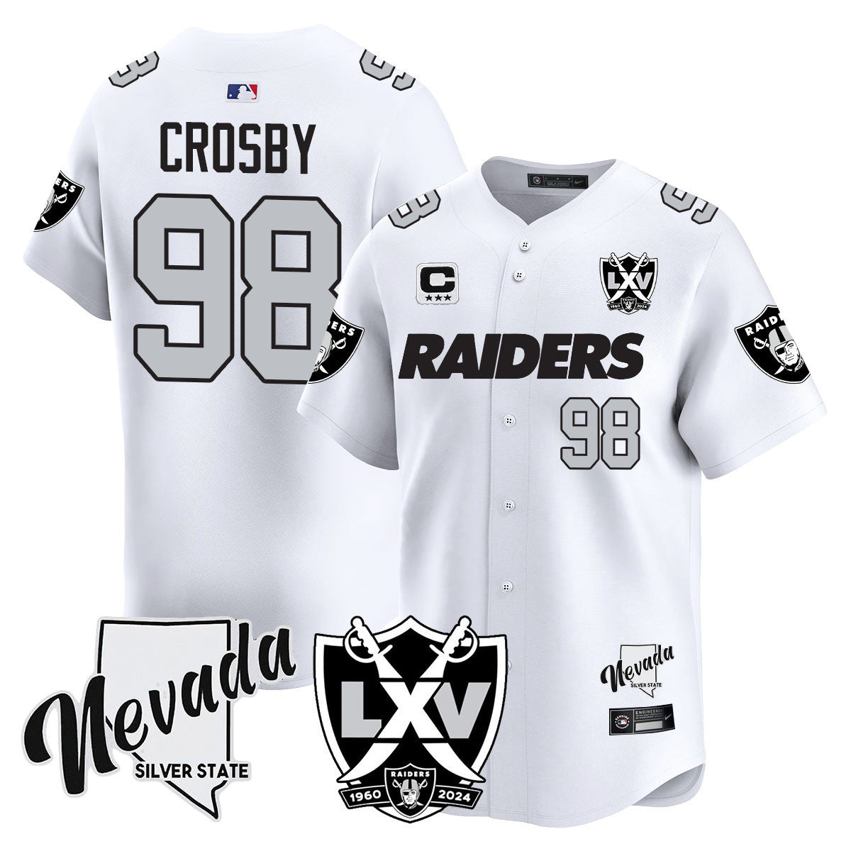 Men's Raiders 2024 Vapor Premier Limited Jersey - 65th Anniversary - All Stitched - White, Maxx Crosby
