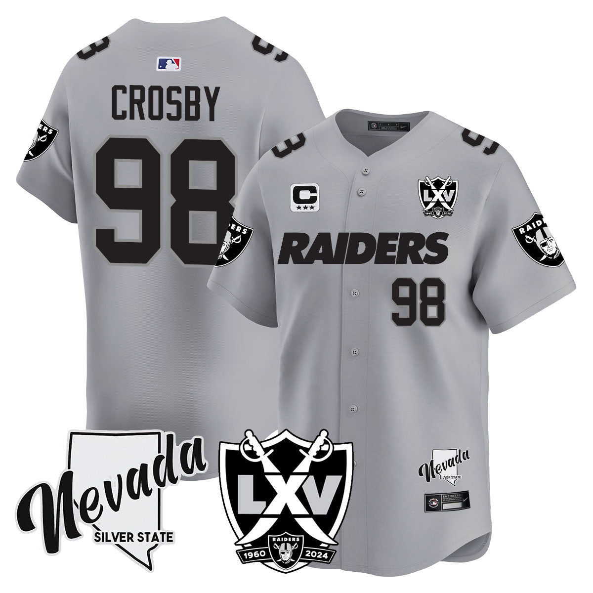 Men's Raiders 2024 Vapor Premier Limited Jersey - 65th Anniversary - All Stitched - Silver, Maxx Crosby