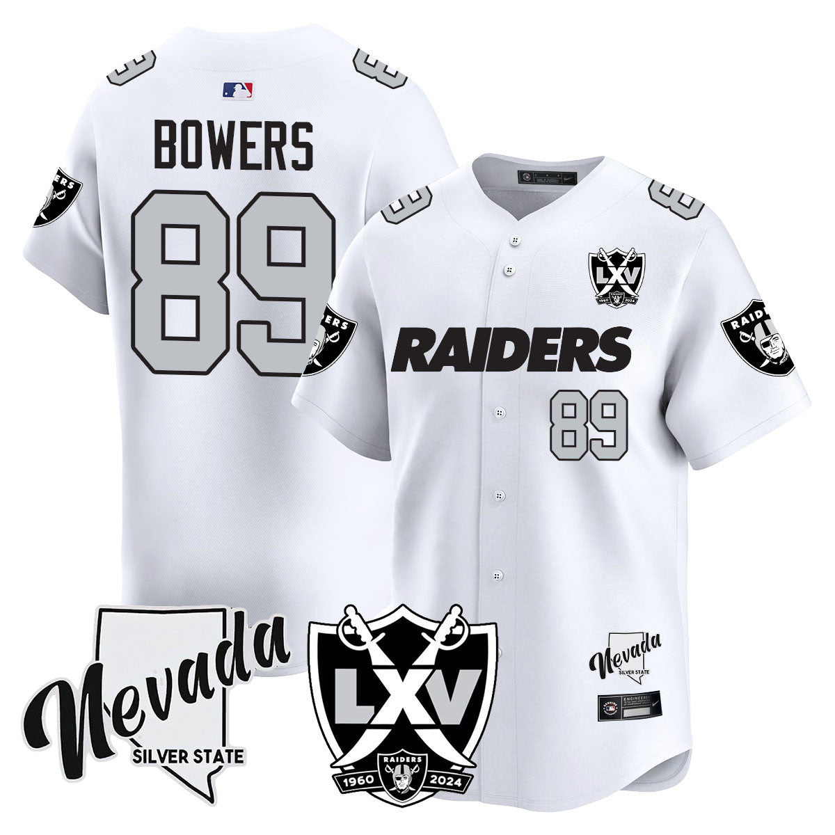Men's Raiders 2024 Vapor Premier Limited Jersey - 65th Anniversary - All Stitched - White, Brock Bowers