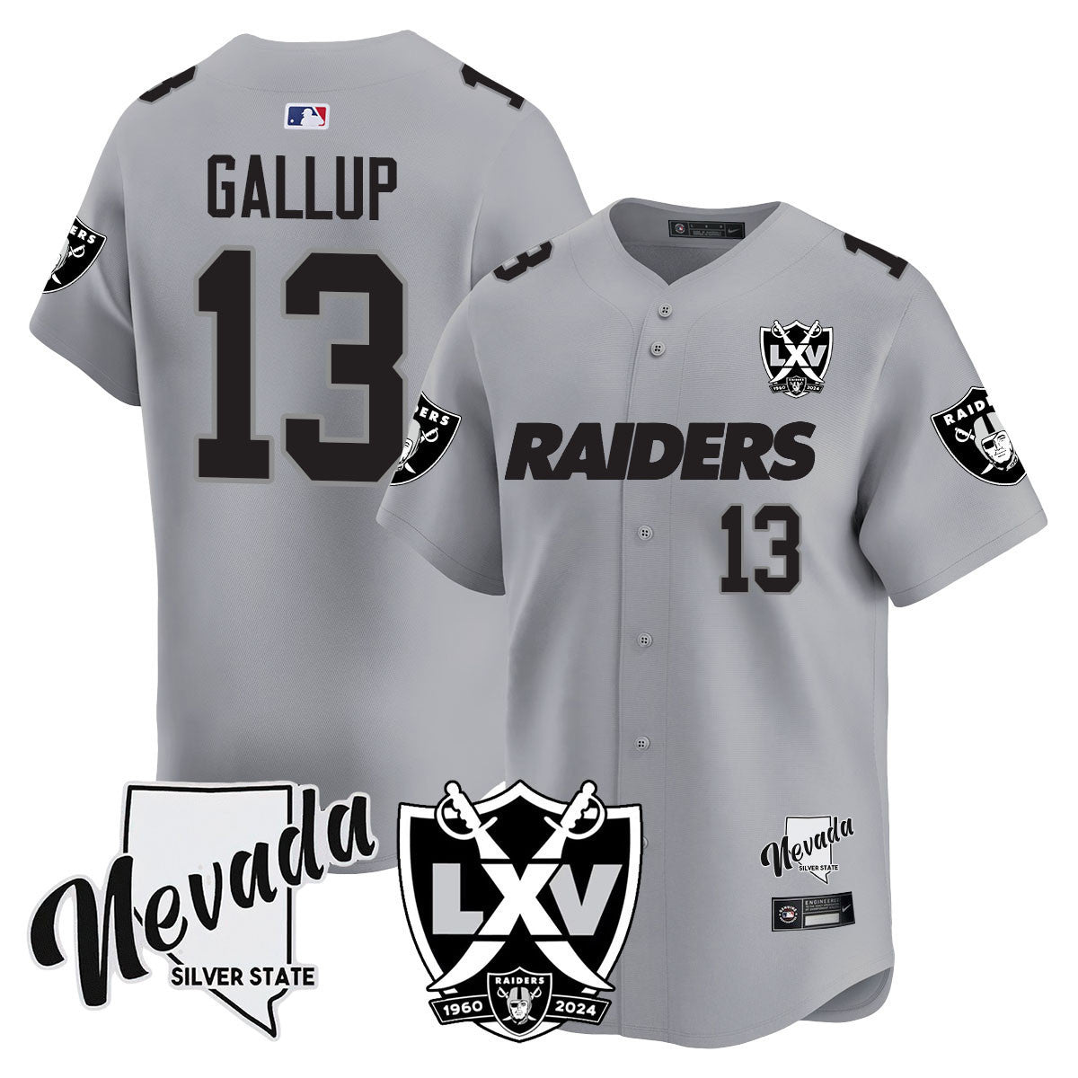 Men's Raiders 2024 Vapor Premier Limited Jersey - 65th Anniversary - All Stitched - Silver, Michael Gallup