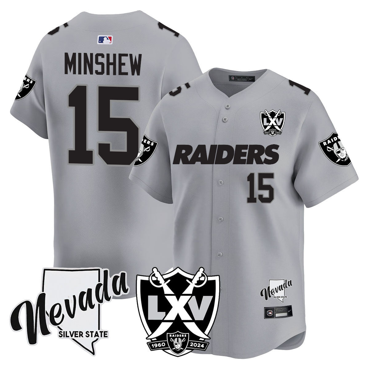 Men's Raiders 2024 Vapor Premier Limited Jersey - 65th Anniversary - All Stitched - Silver, Gardner Minshew