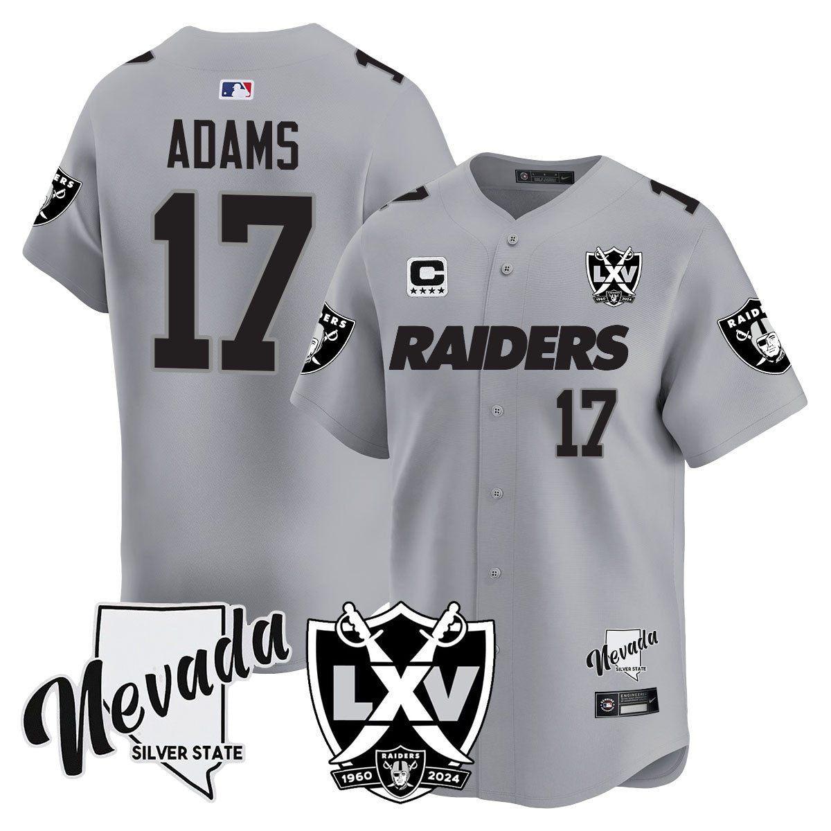 Men's Raiders 2024 Vapor Premier Limited Jersey - 65th Anniversary - All Stitched - Silver, Davante Adams