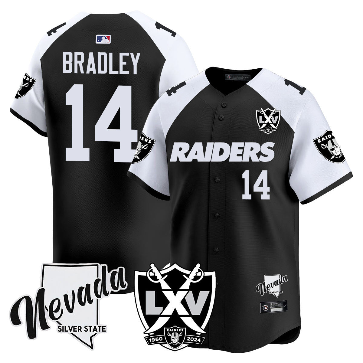 Men's Raiders 2024 Vapor Premier Limited Jersey - 65th Anniversary - All Stitched - Black Alternate, Carter Bradley