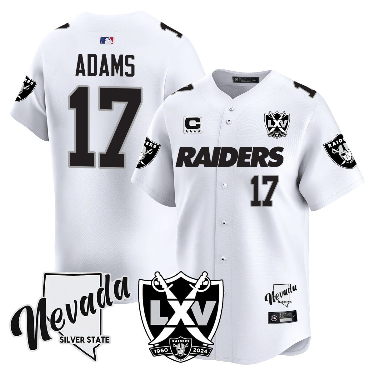 Men's Raiders 2024 Vapor Premier Limited Jersey - 65th Anniversary - All Stitched - White Limited, Davante Adams