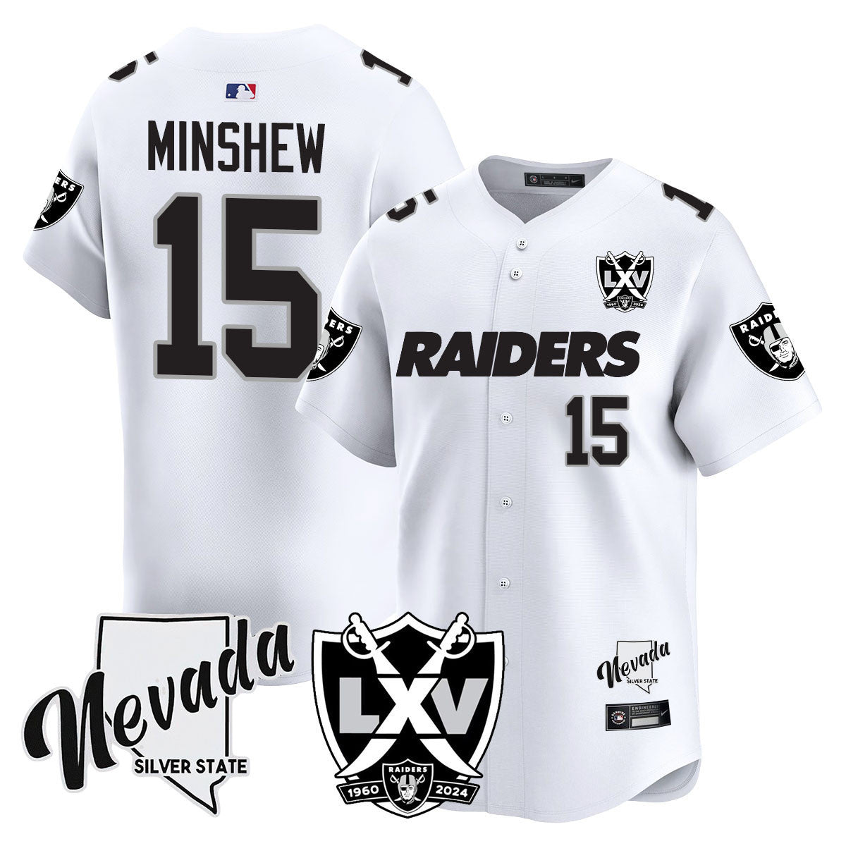 Men's Raiders 2024 Vapor Premier Limited Jersey - 65th Anniversary - All Stitched - White Limited, Gardner Minshew