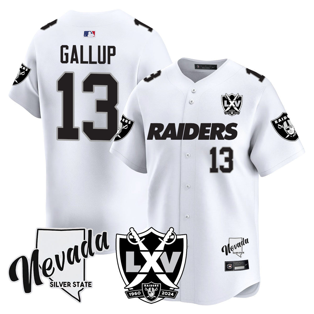Men's Raiders 2024 Vapor Premier Limited Jersey - 65th Anniversary - All Stitched - White Limited, Michael Gallup