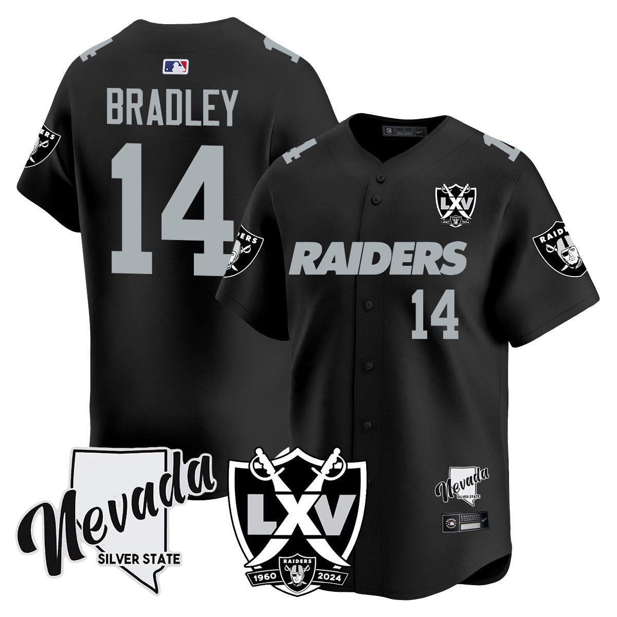 Men's Raiders 2024 Vapor Premier Limited Jersey - 65th Anniversary - All Stitched - Black, Carter Bradley