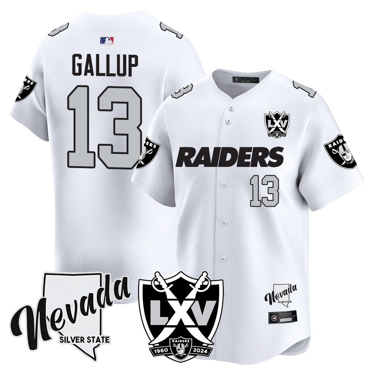 Men's Raiders 2024 Vapor Premier Limited Jersey - 65th Anniversary - All Stitched - White, Michael Gallup