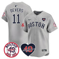 Men's Red Sox Tim Wakefield Memorial Patch Vaper Premier Limited Jersey - All Stitched- All Stitched - Gray, Rafael Devers