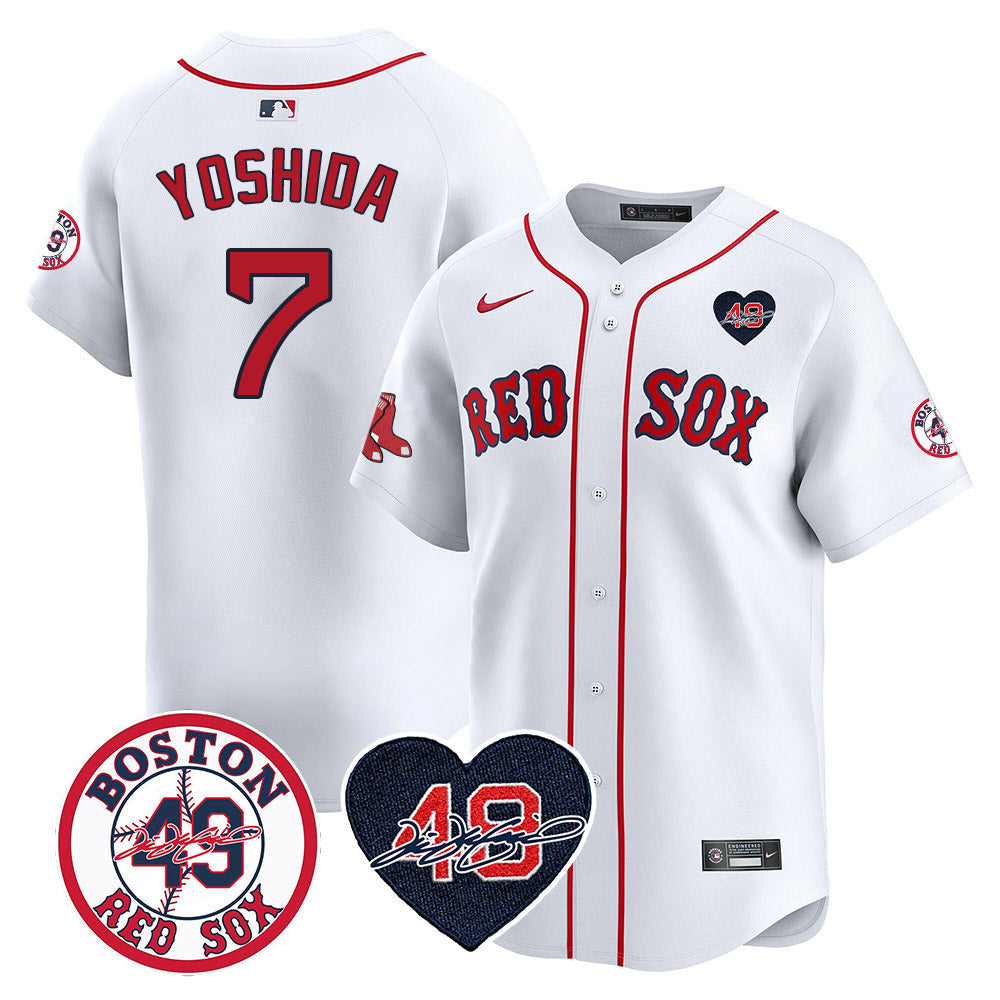 Men's Red Sox Tim Wakefield Memorial Patch Vaper Premier Limited Jersey - All Stitched- All Stitched - White, Masataka Yoshida