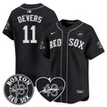 Men's Red Sox Tim Wakefield Memorial Patch Vaper Premier Limited Jersey - All Stitched- All Stitched - Black, Rafael Devers