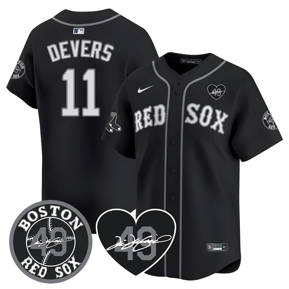 Men's Red Sox Tim Wakefield Memorial Patch Vaper Premier Limited Jersey - All Stitched- All Stitched - Black, Rafael Devers