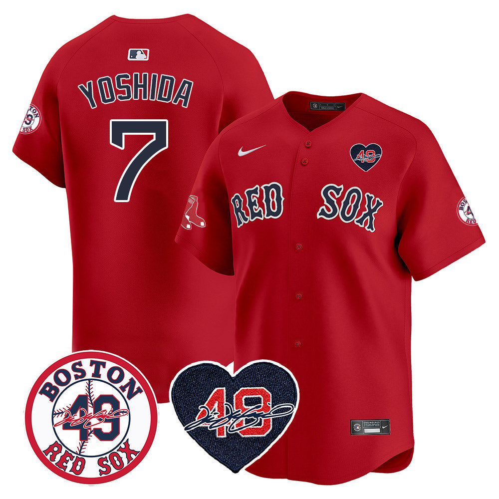 Men's Red Sox Tim Wakefield Memorial Patch Vaper Premier Limited Jersey - All Stitched- All Stitched - Red, Masataka Yoshida