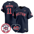 Men's Red Sox Tim Wakefield Memorial Patch Vaper Premier Limited Jersey - All Stitched- All Stitched - Navy, Rafael Devers