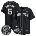 Men's Red Sox Tim Wakefield Memorial Patch Vaper Premier Limited Jersey - All Stitched- All Stitched - Black, Vaughn Grissom