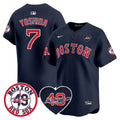 Men's Red Sox Tim Wakefield Memorial Patch Vaper Premier Limited Jersey - All Stitched- All Stitched - Navy, Masataka Yoshida