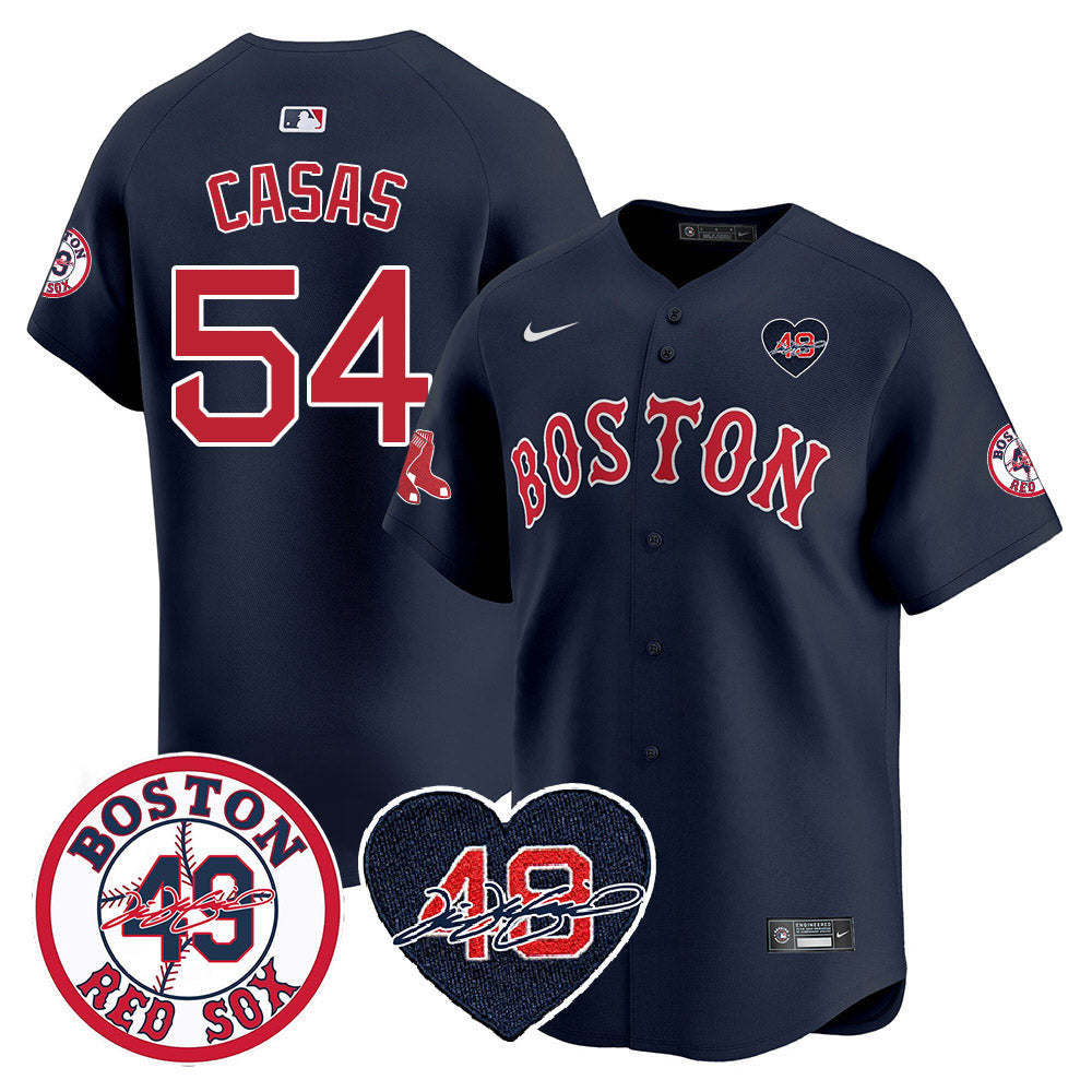 Men's Red Sox Tim Wakefield Memorial Patch Vaper Premier Limited Jersey - All Stitched- All Stitched - Navy, Triston Casas