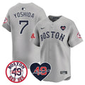 Men's Red Sox Tim Wakefield Memorial Patch Vaper Premier Limited Jersey - All Stitched- All Stitched - Gray, Masataka Yoshida
