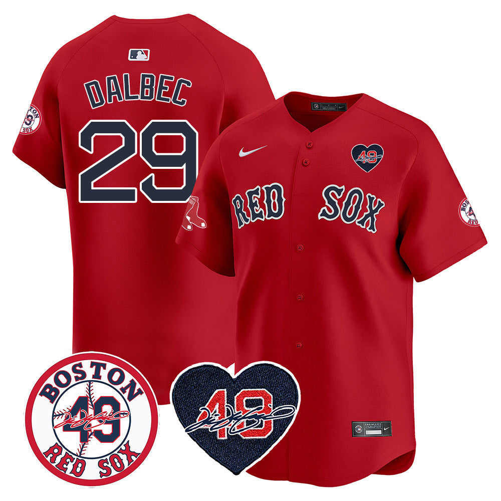 Men's Red Sox Tim Wakefield Memorial Patch Vaper Premier Limited Jersey - All Stitched- All Stitched - Red, Bobby Dalbec