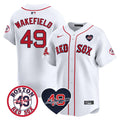 Men's Red Sox Tim Wakefield Memorial Patch Vaper Premier Limited Jersey - All Stitched- All Stitched - White, Tim Wakefield