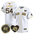 Men's Red Sox Tim Wakefield Memorial Patch Vaper Premier Limited Jersey - All Stitched- All Stitched - White Gold, Triston Casas