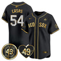 Men's Red Sox Tim Wakefield Memorial Patch Vaper Premier Limited Jersey - All Stitched- All Stitched - Black Gold, Triston Casas