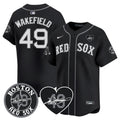 Men's Red Sox Tim Wakefield Memorial Patch Vaper Premier Limited Jersey - All Stitched- All Stitched - Black, Tim Wakefield