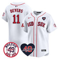 Men's Red Sox Tim Wakefield Memorial Patch Vaper Premier Limited Jersey - All Stitched- All Stitched - White, Rafael Devers
