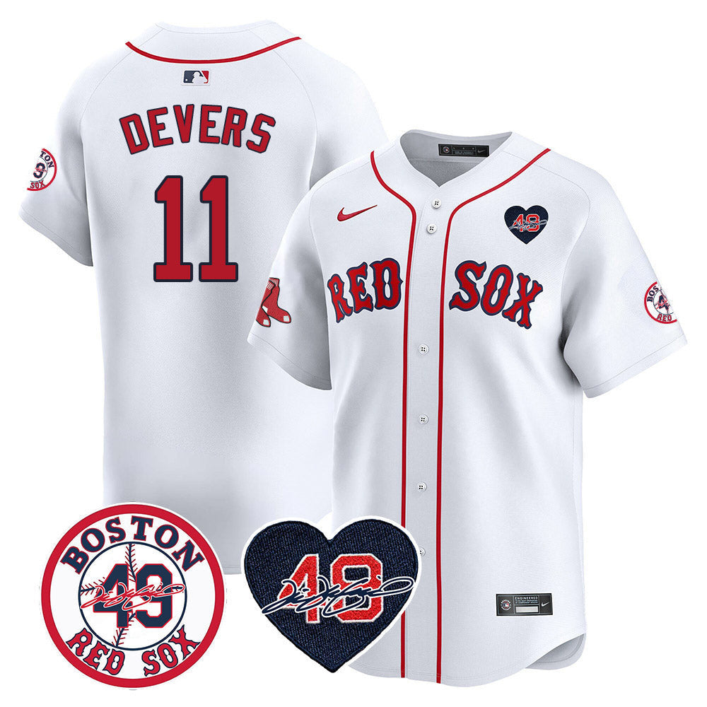 Men's Red Sox Tim Wakefield Memorial Patch Vaper Premier Limited Jersey - All Stitched- All Stitched - White, Rafael Devers