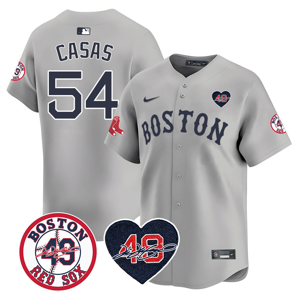 Men's Red Sox Tim Wakefield Memorial Patch Vaper Premier Limited Jersey - All Stitched- All Stitched - Gray, Triston Casas