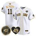 Men's Red Sox Tim Wakefield Memorial Patch Vaper Premier Limited Jersey - All Stitched- All Stitched - White Gold, Rafael Devers